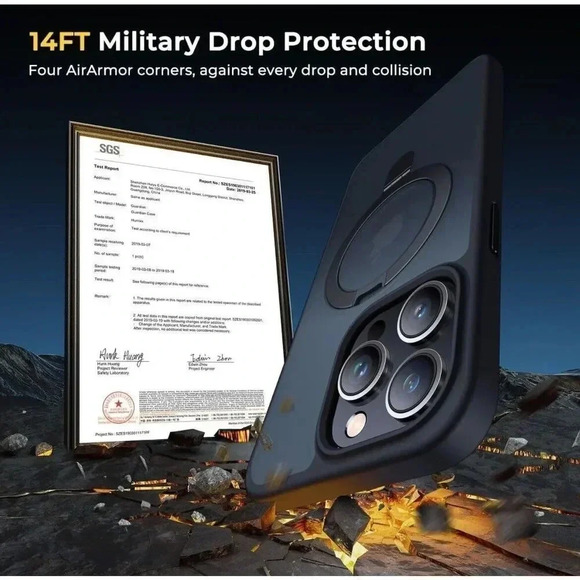 Humixx Translucent Black Case For iPhone 15 Pro Max 6.7” Kickstand Mag-Guard - Picture 7 of 10